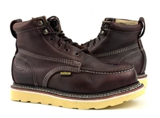 MENS PATRON BOTAS DE TRABAJO GENUINE LEATHER DARK BROWN SOFT TOE WORK BOOTS