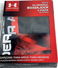 Under Armour UA Boys' Boxer Briefs SZ Small 2-Pk Boxerjock Red Black