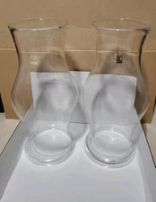 2 Royal Leerdam Holland Clear Hurricane Glass Shades, 14", Mark Of Authenticity 