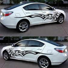 Calcomanía adhesiva de vinilo negra personalizada con gráficos de llama para carro de carreras