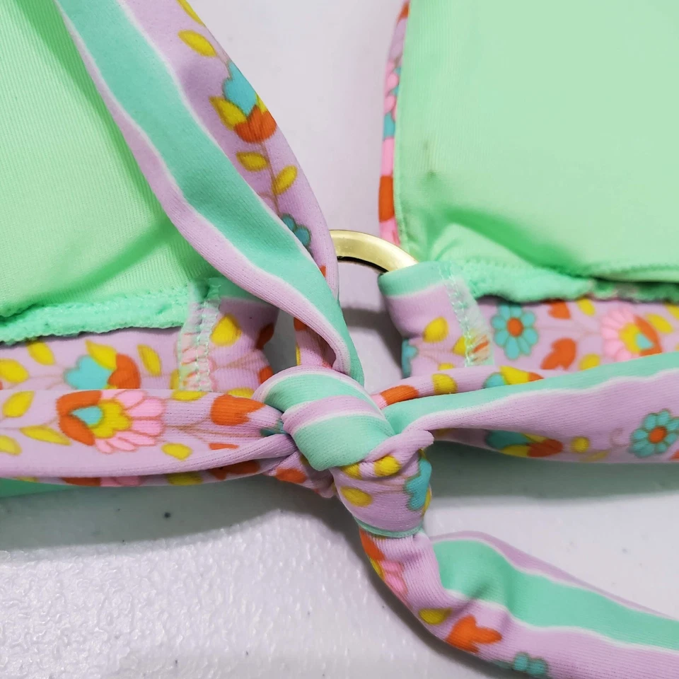 Victoria Secret Women Swimwear Small Green Paisley 70s Mod Halter Bikini Top - Image 4 of 4