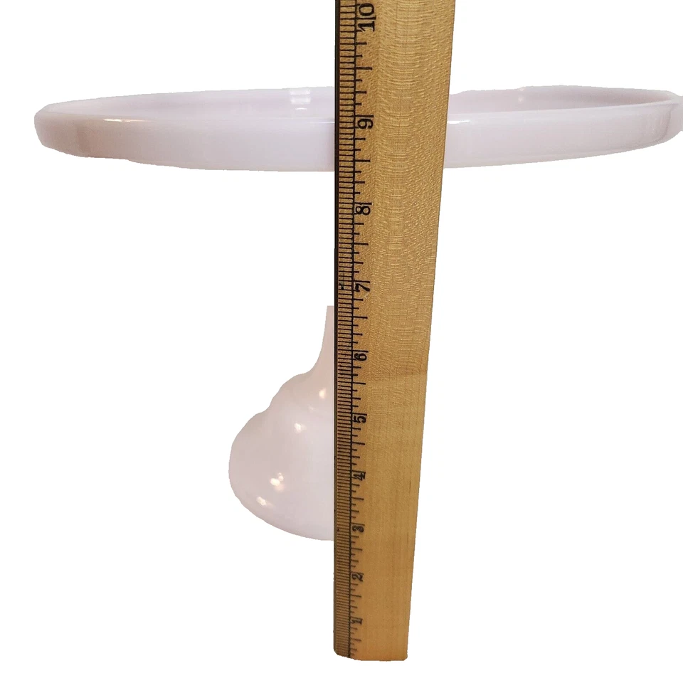 Mosser Grande Leche Vidrio Pedestal Pastel Plato Soporte Corona Toscana Rosa BRIDGERTON Foto 4 de 4