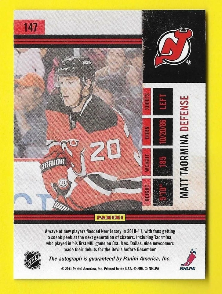 2010-11 Panini Contenders Rookie Ticket Autograph #147 Matt Taormina - Image 2 of 3