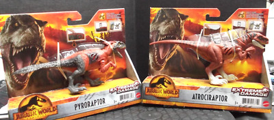 Jurassic World Extreme Damage Dinosaurs Pyroraptor and Atrociraptor 