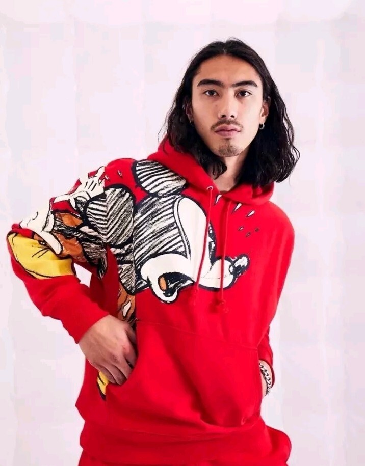 CHAMPION DISNEY MICKEY MOUSE RED HOODIE SWEATSHIRT NEW LIMITED