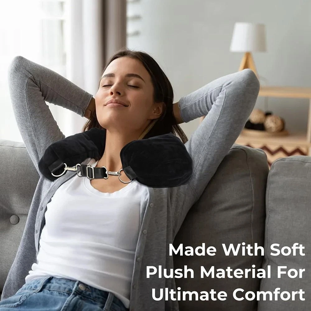 Velvet Stuffable Travel Neck Pillow with Hidden Storage Compartment