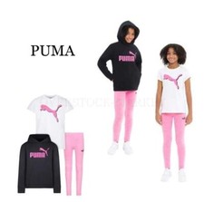 NEW GIRLS PUMA 3 PIECE FLEECE HOODIE SET HOODIE,TEE  LEGGING PANT VARIETY 