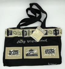 New Dog Blessed Large Tote Bag Just BePaws Black Holds 3 Photos  Paw Print