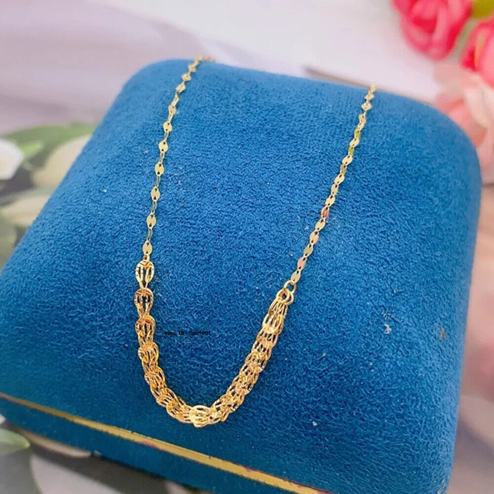 Collar de eslabones de cadena con labio de pluma de Fénix de la suerte de oro amarillo puro de 18 quilates para mujer  Foto 4 de 4