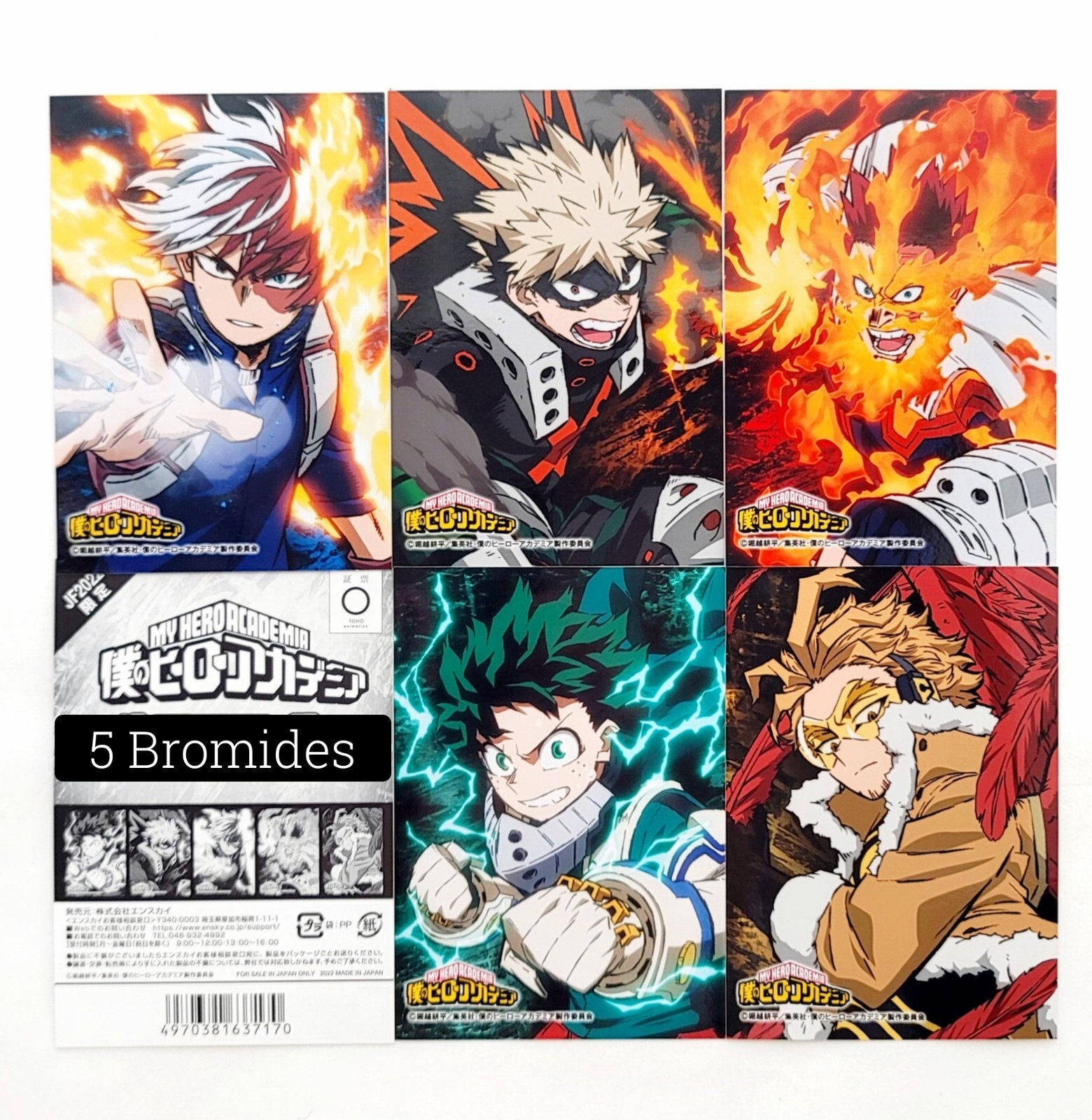My Hero Academia/Bromide Set of 5/illustration card/Hawks Bakugo Izuku Shoto