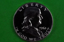 1961  Silver  Franklin Half Dollar  Brilliant  US GEM  PROOF (90% SILVER)