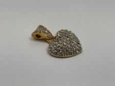 Swarovski Signed Crystal Puff Pave Goldplated Dome Large Heart Pendant 1.75"