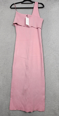 LINE AND DOT Dress Womens Large Pink Sylvie Midi Bodycon Off Shoulder  Bodycon