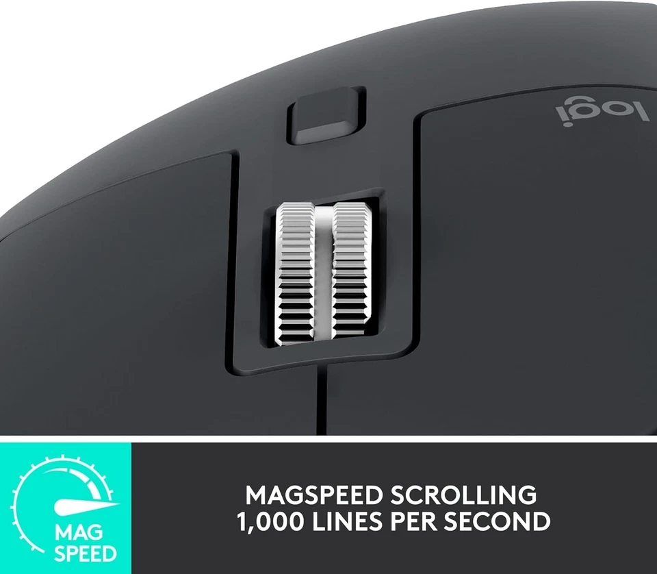 Logitech MX Master 3S Wireless Mouse Ultrafast Scrolling 8K DPI PC/Mac Graphite - Image 2 of 4