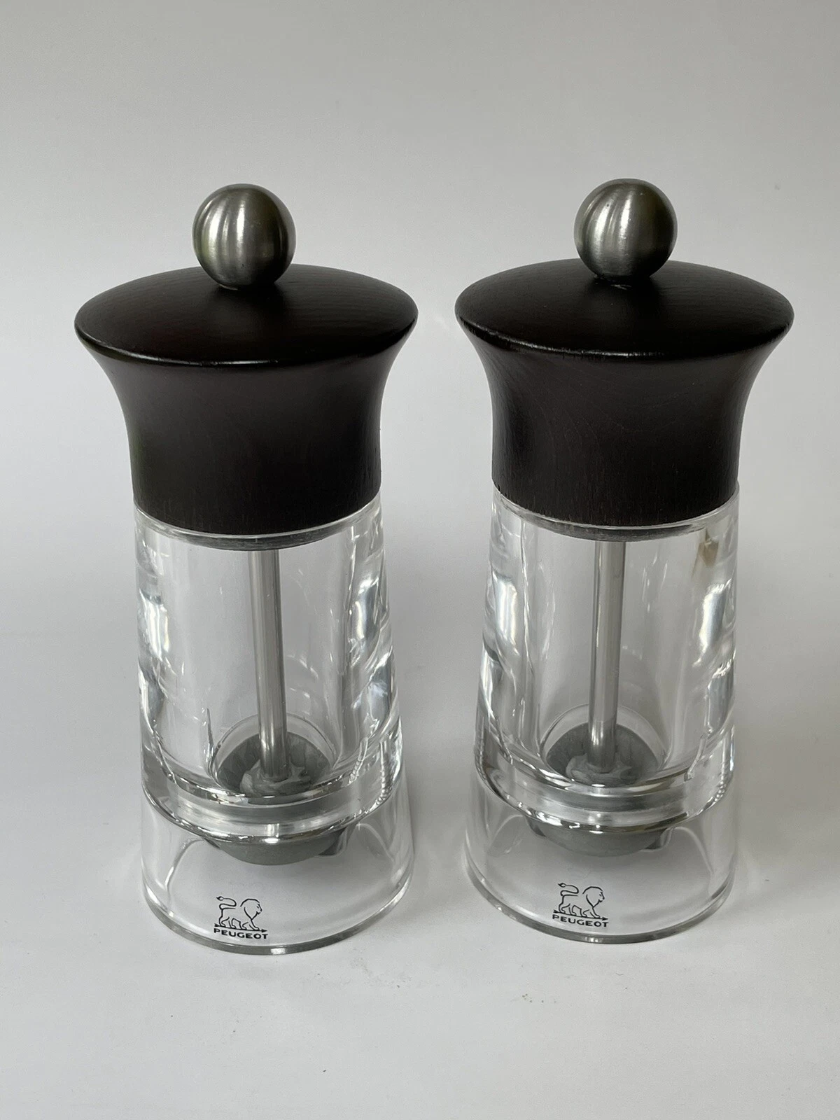 Peugeot Oléron Salt and Pepper Mills Acrylic and Beechwood Chocolate Set of 2