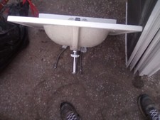 25" x 19" White Rectangular Bathroom Vanity Sink Bowl Overflow and all fixtures