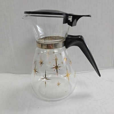 Vintage Pyrex Atomic Starburst Syrup Dispenser Individual Mini Coffee Carafe MCM