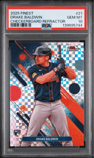 Graded 2025 Finest Drake Baldwin #21 Checkerboard REF RC Baseball Card PSA 10
