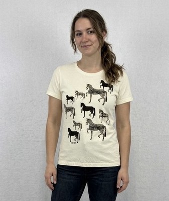 Kerrits Women's M Horse Print Technical Tee Ivory Equestrian Short Sleeve Shirt