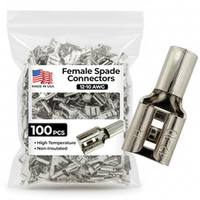 100 Pcs High Temperature Non-Insulated Female Spade Connectors