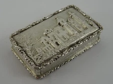 WILLIAM IV SOLID SILVER CASTLE TOP VINAIGRETTE BIRMINGHAM 1835 BY TAYLOR & PERRY