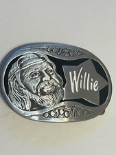 Willie Nelson Pewter Black/White Enamel Belt Buckle Country Music Nice Iconic