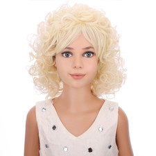 Curly Blonde Wig for Kids Girls Light Blonde Wig with Bangs