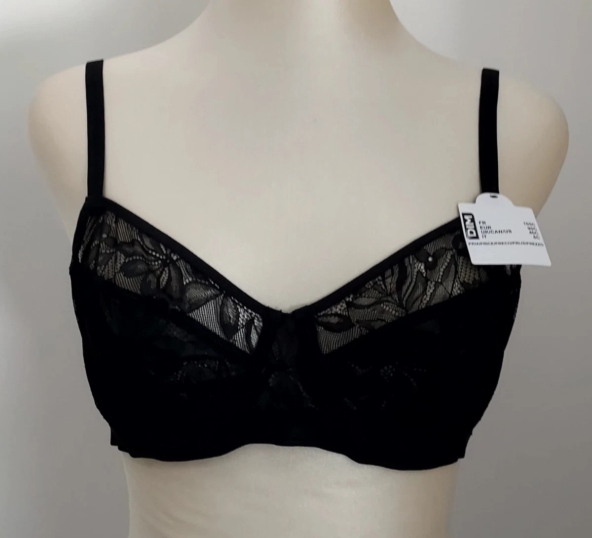 Soutien-gorge Dim Daily Glam – Dentelle Noir – Taille 95D – Neuf Avec étiquettes