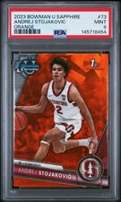 2023 BOWMAN UNIVERSITY CHROME SAPPHIRE ORANGE #73 ANDREJ STOJAKOVIC 6/25 PSA 9