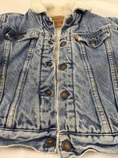 Vintage Little Levis Denim Sherpa lined Trucker Jacket size 4 Made USA