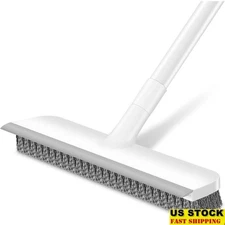 2-in-1 Floor Scrub Brush W/ Adjustable Handle Heavy Duty Stiff Bristle Cleaner