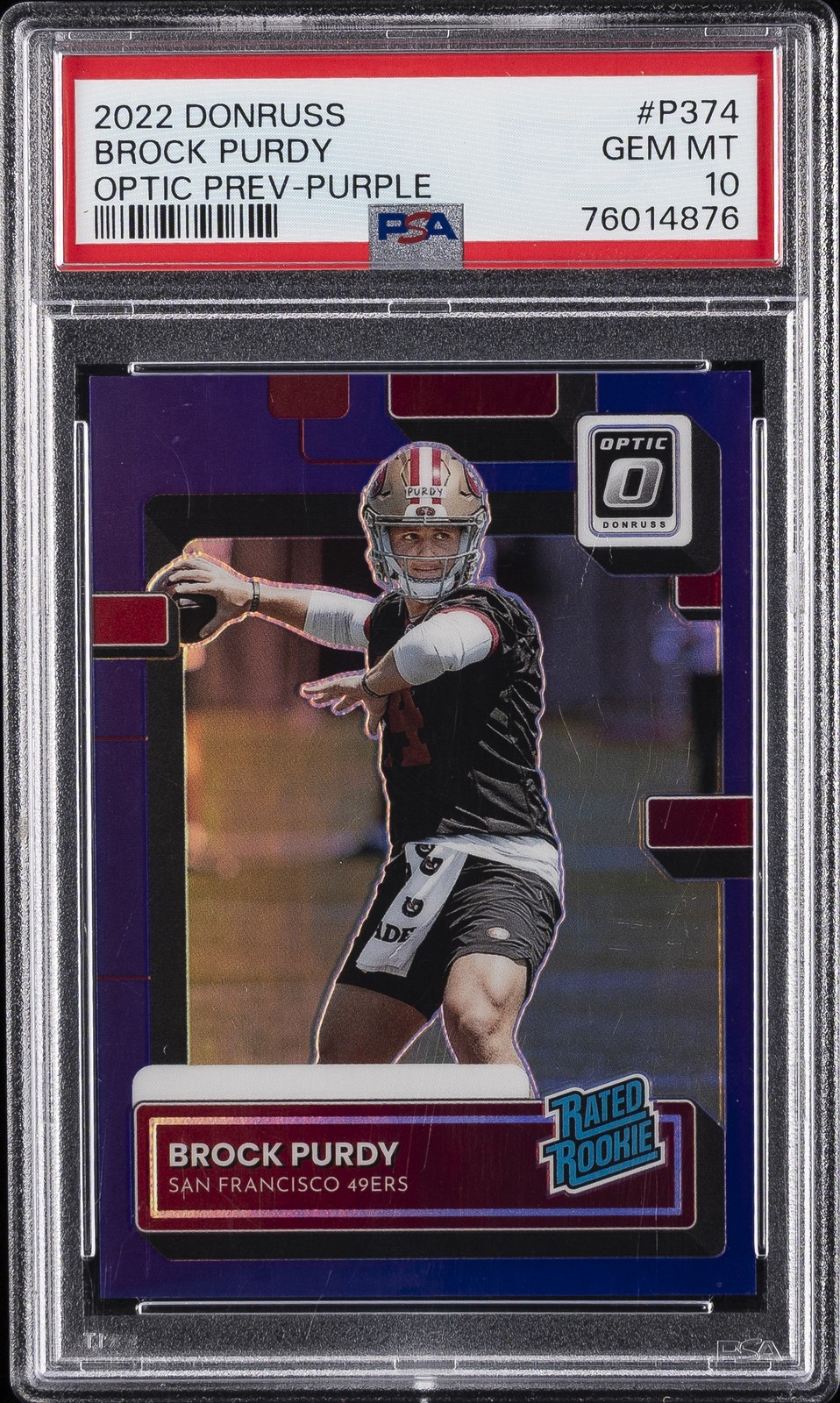 Brock Purdy Panini Donruss #P374 Preview Purple Optic