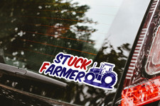 Stuck Farmer Printed Sticker Tractor Farming Decal Waterproof Peel & Stick