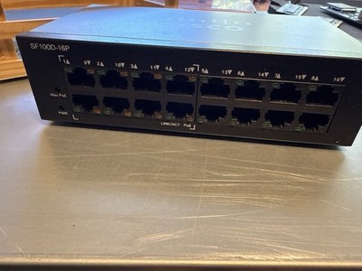 Cisco SF100D-16P 16-Port 10/100 PoE Unmanaged Switch (48V DC Input) No Power Crd
