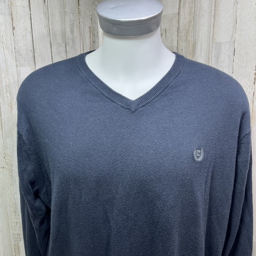 Maglione maglia pullover Chaps uomo taglia 2XL blu scollo a V cotone e cashmere S11 - Foto 4 di 7