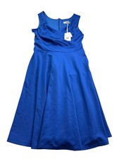 Grace Karin Womens Blue Sleeveless Fit  Flare Dress Size M Crossover Lined New