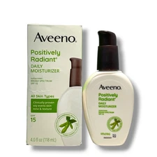 Aveeno Positively Radiant Daily Moisturizer SPF15 Sunscreen 4.0oz./118ml New