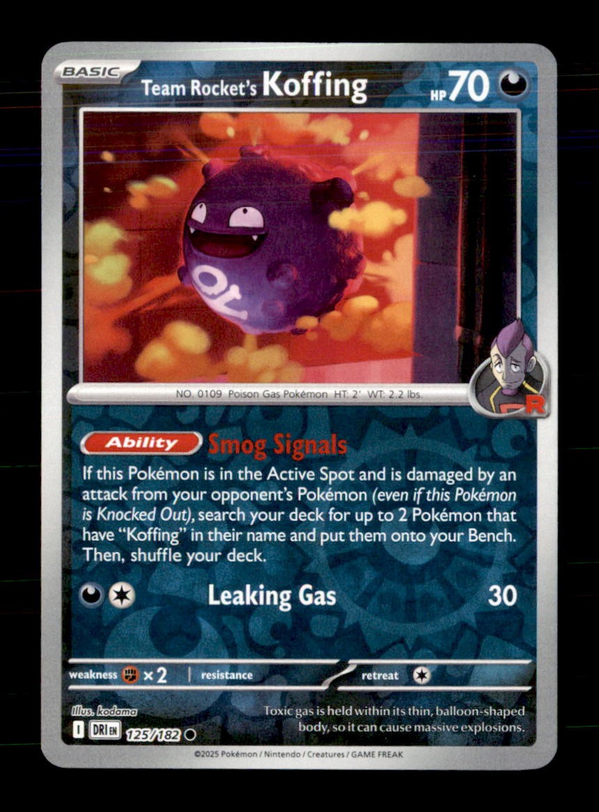 Team Rocket's Koffing 125/182 Common Destined Rivals Pokemon Reverse Holo NM
