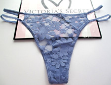 VICTORIA'S SECRET PINK Wink Thong Panty VS Blue Dusty Iris S M L XL Sequin Lace