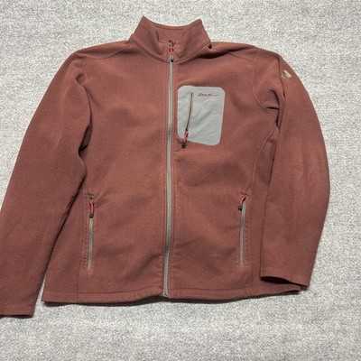 Eddie Bauer First Ascent Polartec Jacket Mens Large Brown Fleece Full Zip Hiking