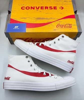 Converse × Coca-Cola Chuck Taylor All Star High CTAS Weiß Rot UK 12 A18434C