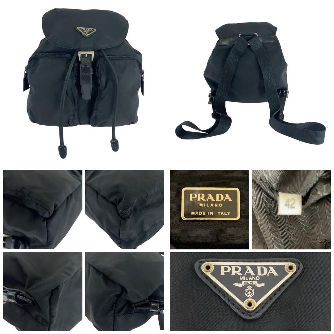 PRADA Tessuto Triangle Logo Plate Black Silver Hardware Nylon Backpack Ladies 50 thumbnail 2