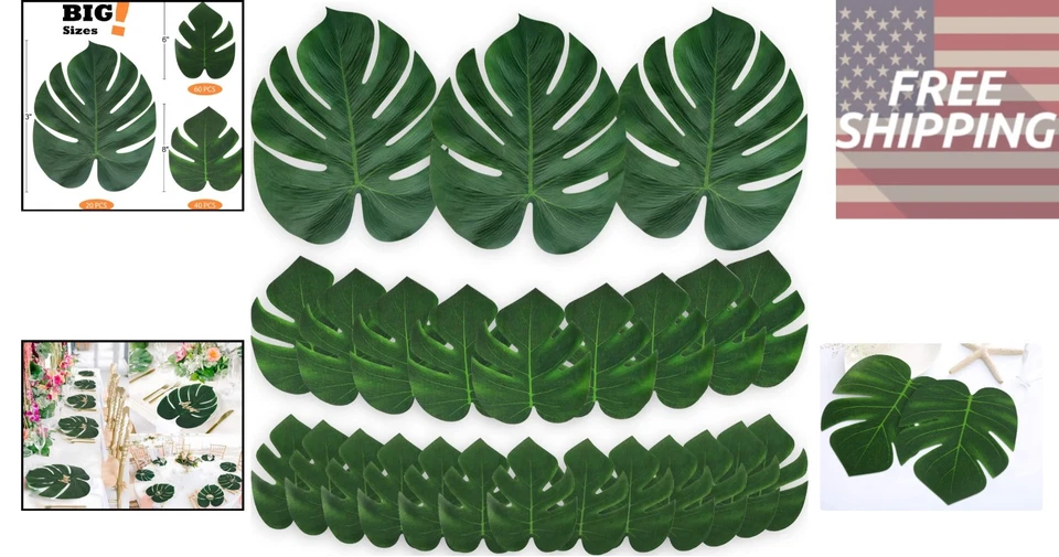 Ligero 120 PIEZAS Hojas de Palma Tropicales - Perfecto para Luau y Fiestas en la Selva Foto 2 de 4