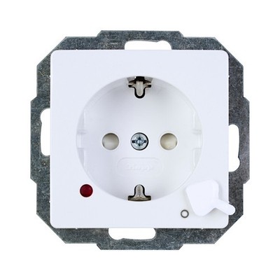 Steckdose mit Schalter arktisweiß 16A 230V Unterputz Kopp Paris HK05 (136702010)