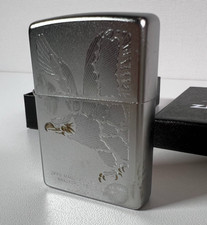 Zippo American Eagle Pocket Lighter Satin Chrome #28356 Made In USA NIB NEW!