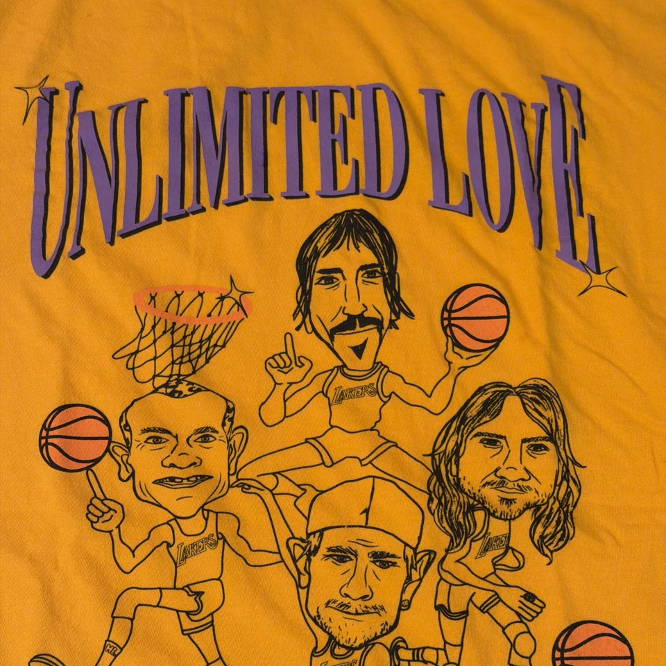 NBA LA Los Angeles Lakers Red Hot Chili Peppers Unlimited Love SGA Shirt Sz XL - Image 4 of 4