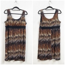 Tiana B 18 Womens Brown Beige Print Jersey Knit Tank Dress