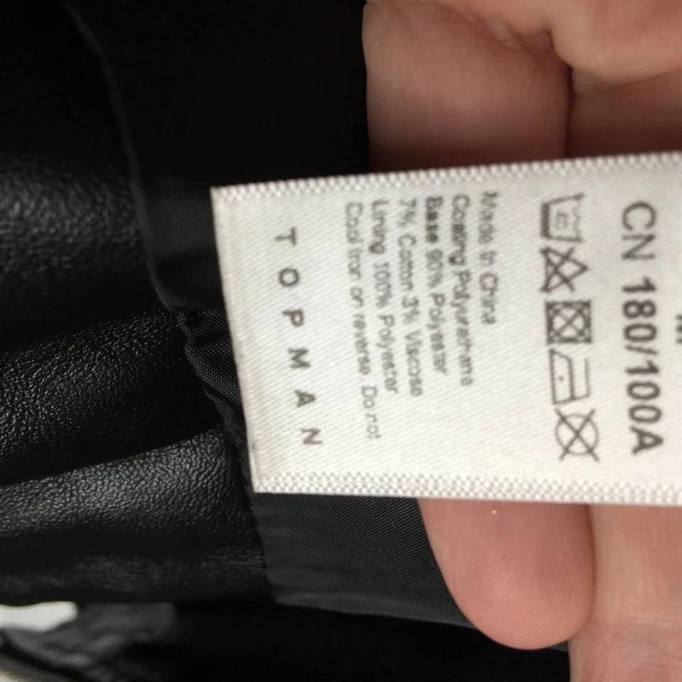 Chaqueta Topman Motociclista CUERO SINTÉTICO Manga Larga Cremallera Bolsillos MOTO Negra Mediana Nueva con Etiquetas Foto 3 de 4