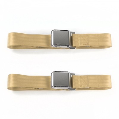 VW Type 3 Squareback Airplane 2pt Tan Lap Bucket Seat Belt Kit - 2 Belts SafTboy