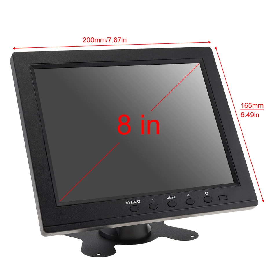 8 Inch Security Monitor TFT LCD Color Car Monitor Mini TV Computer VGA HDMI USB - Image 2 of 4